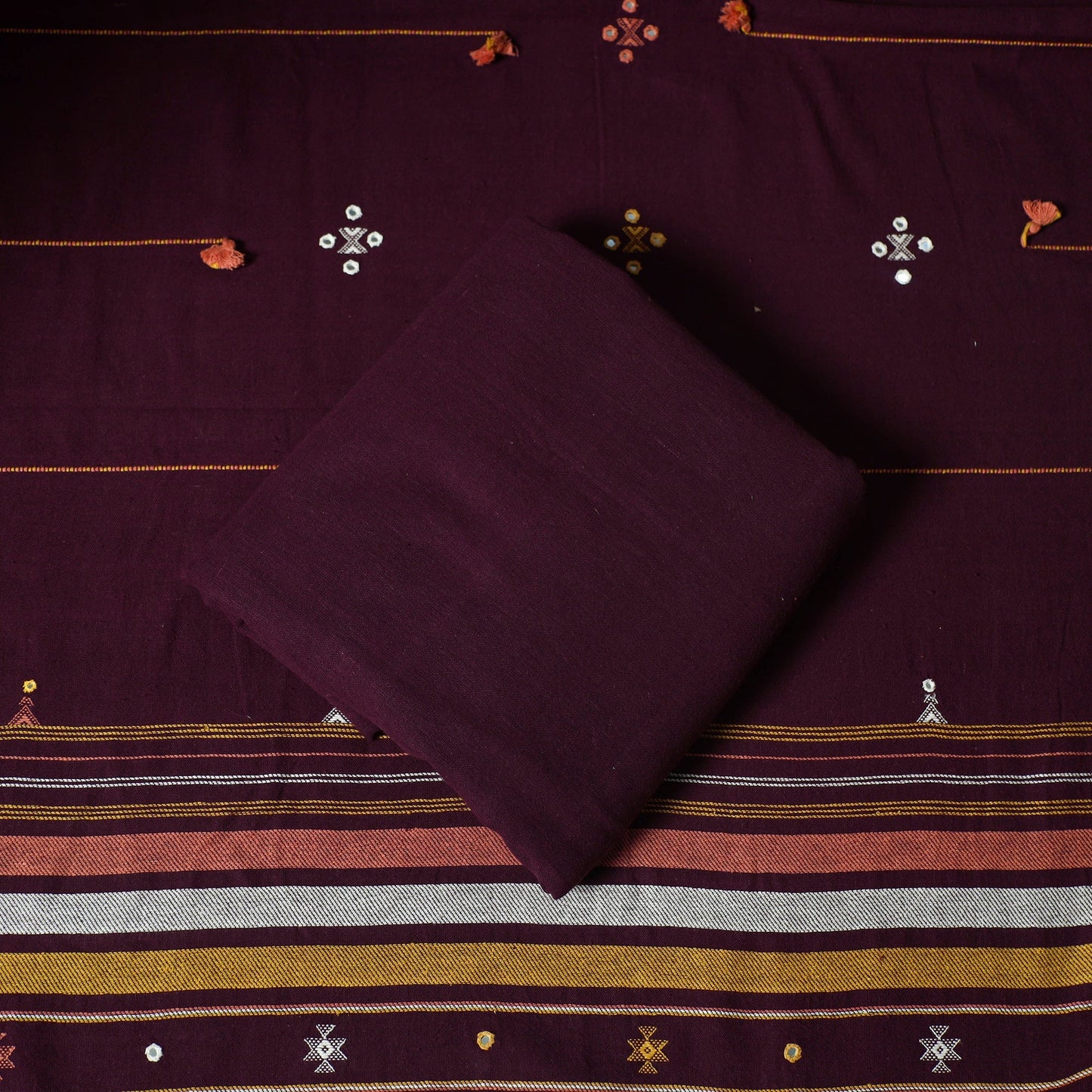 Kutch bhujodi handloom kala cotton 3pc unstitched dress