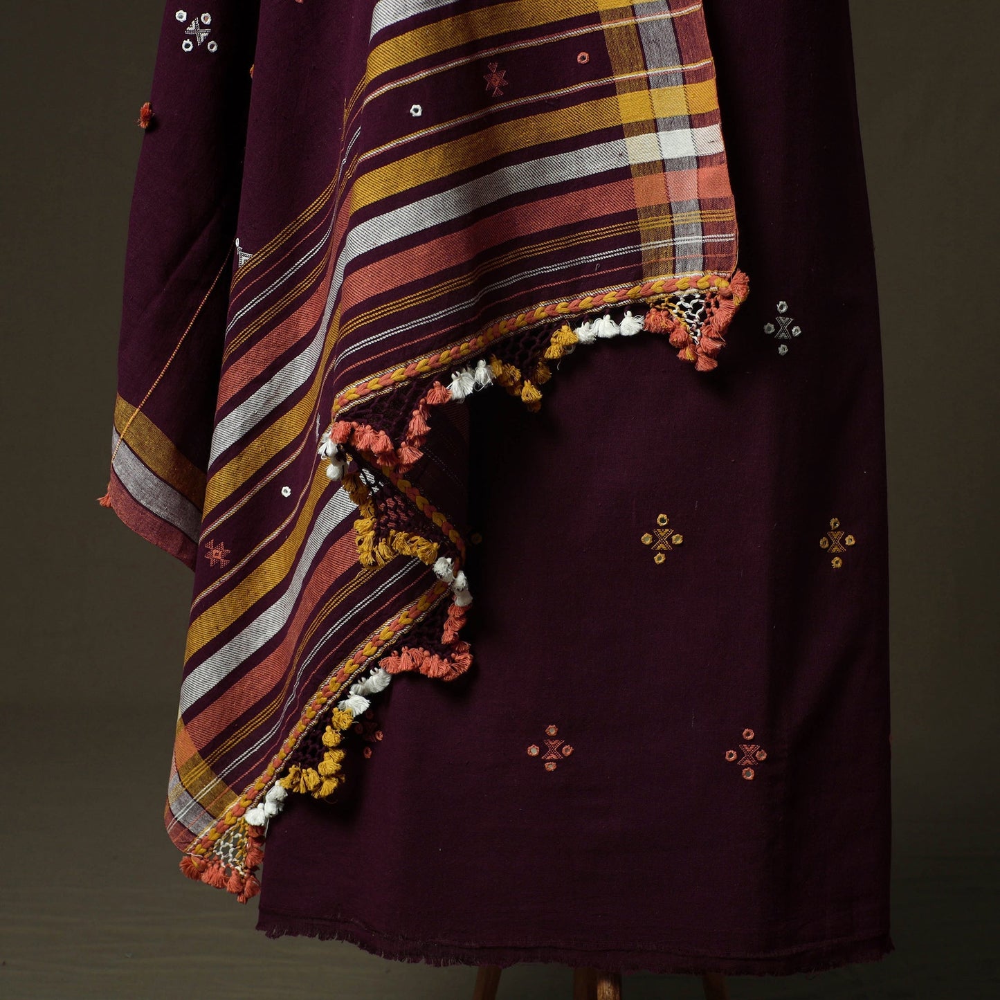 Kutch bhujodi handloom kala cotton 3pc unstitched dress