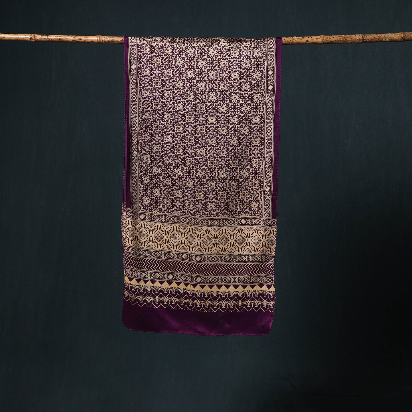 Kutch printed mashru silk stole 36 - handcrafted