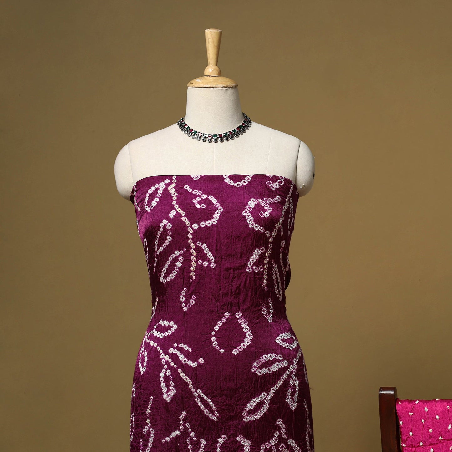 Kutch tie-dye bandhani modal silk 3pc unstitched dress