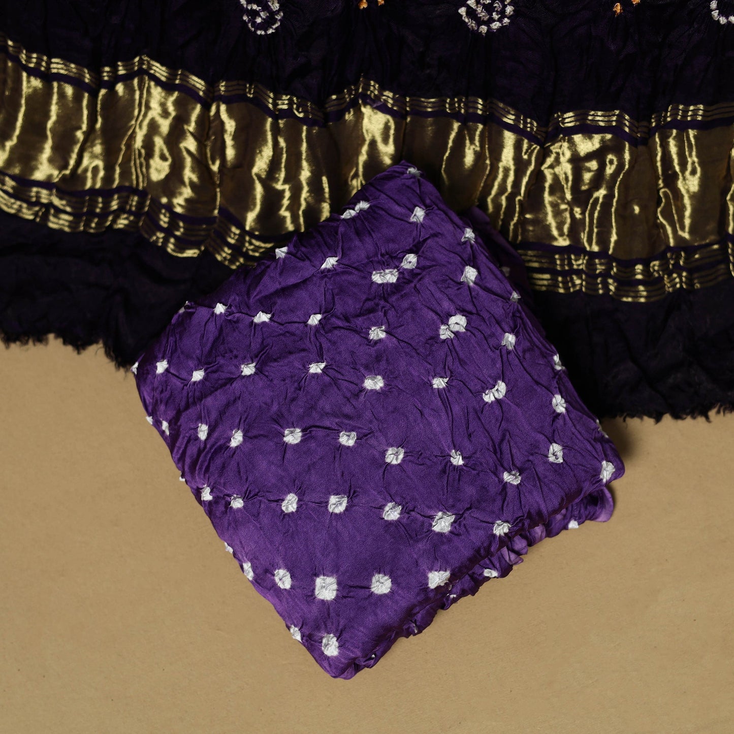 Kutch tie-dye bandhani modal silk 3pc unstitched dress