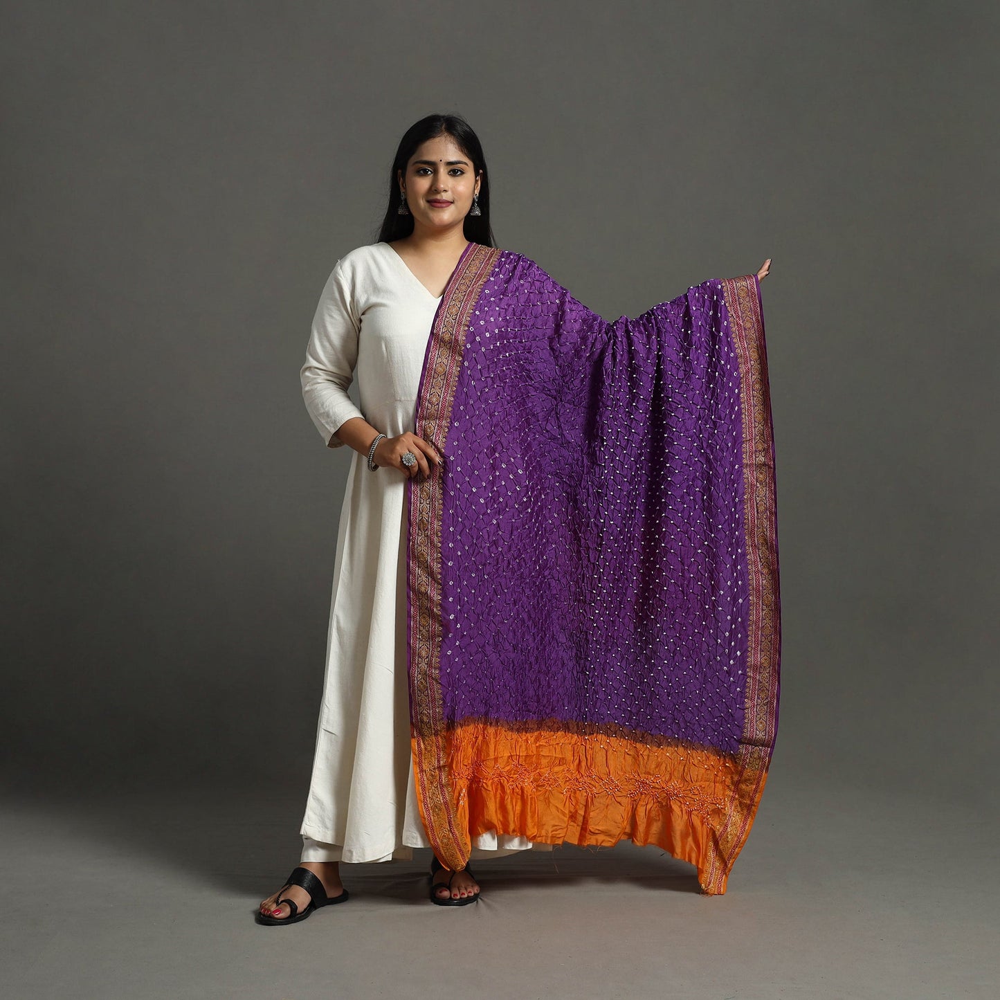 Kutch Tie-Dye Chandrokhani Gajji Silk Bandhani Dupatta