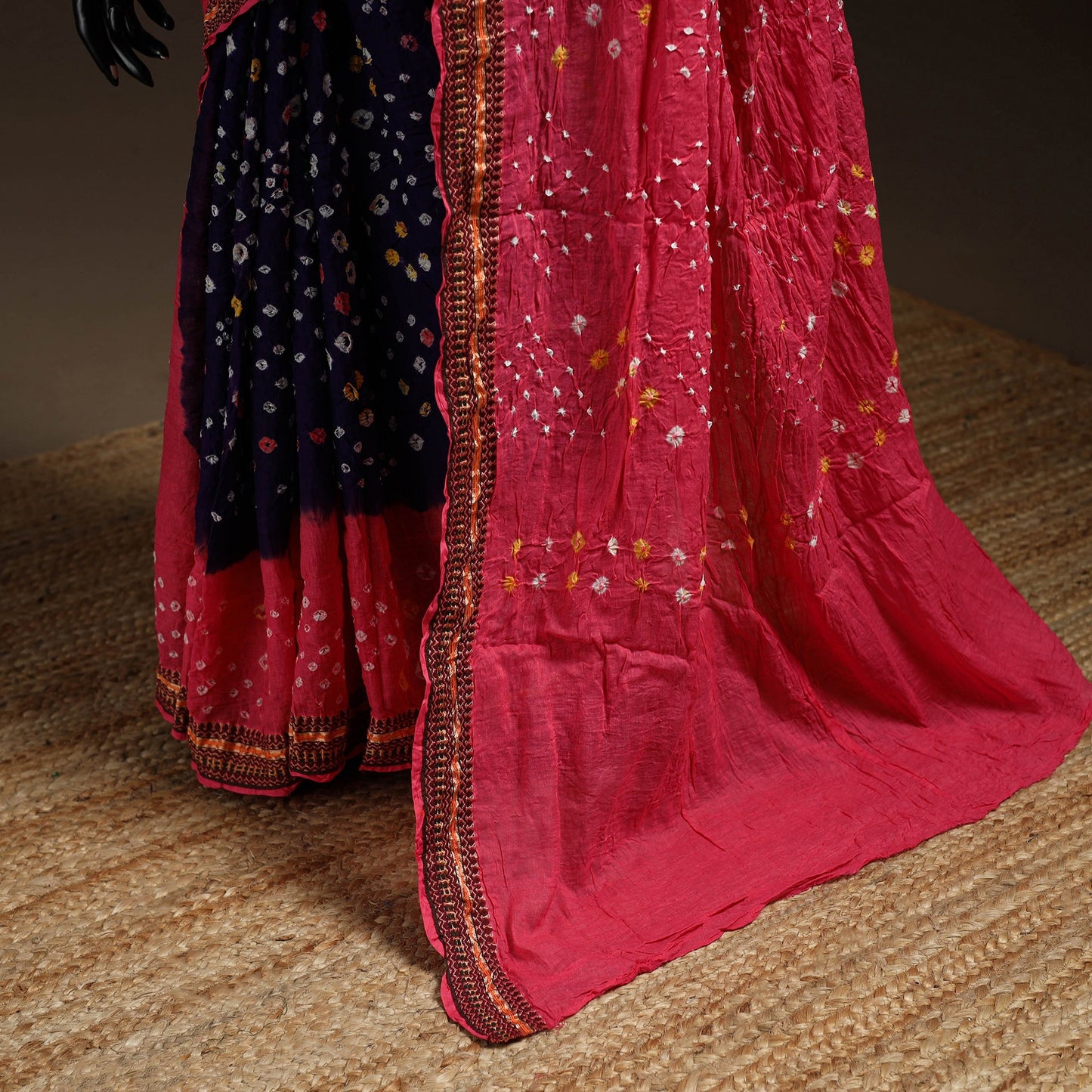 Purple - kutch tie-dye cotton bandhani saree with blouse 04