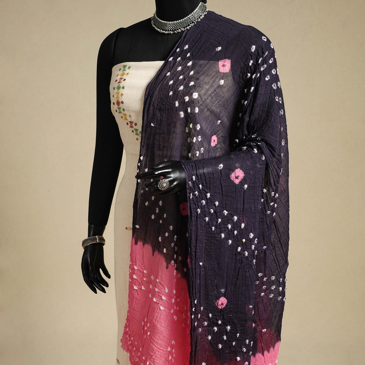 Purple - kutch tie-dye mul cotton bandhani dupatta 20
