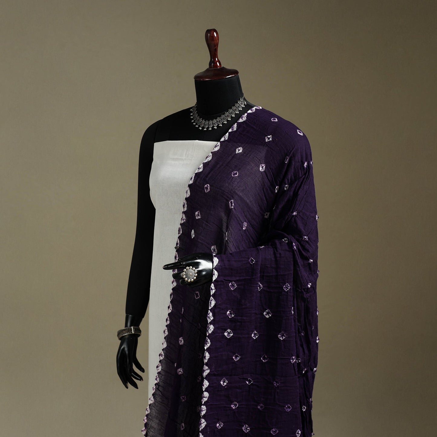 Kutch tie-dye mul cotton shibori bandhani dupatta 44