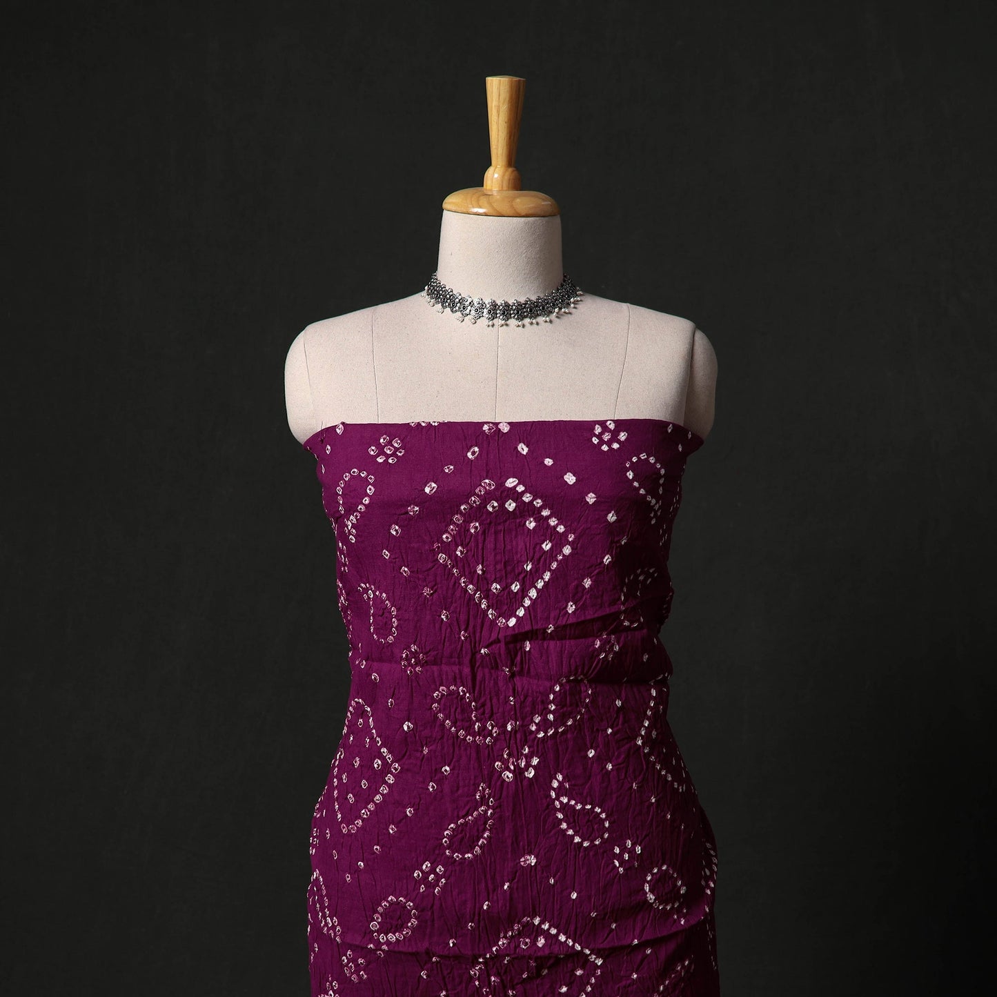 Kutch tie-dye satin cotton bandhani 3pc unstitched dress