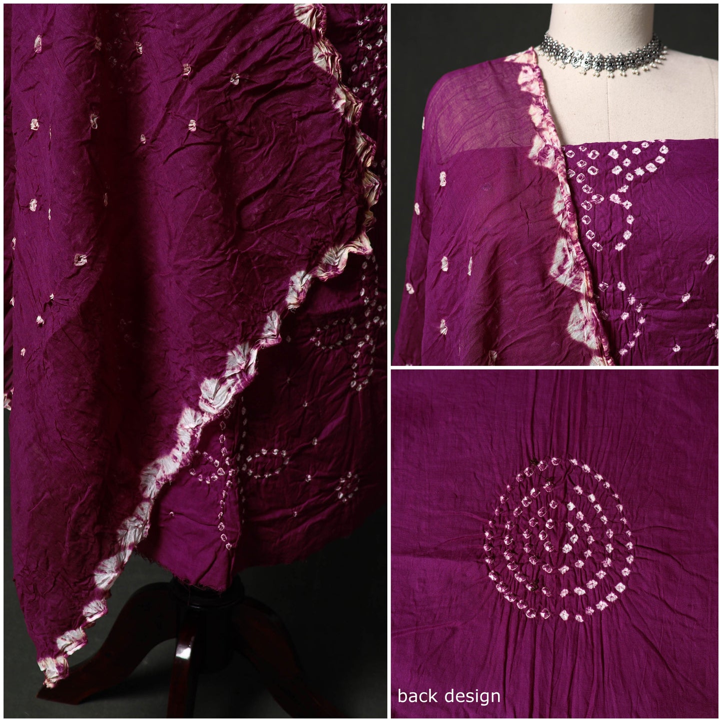 Kutch tie-dye satin cotton bandhani 3pc unstitched dress