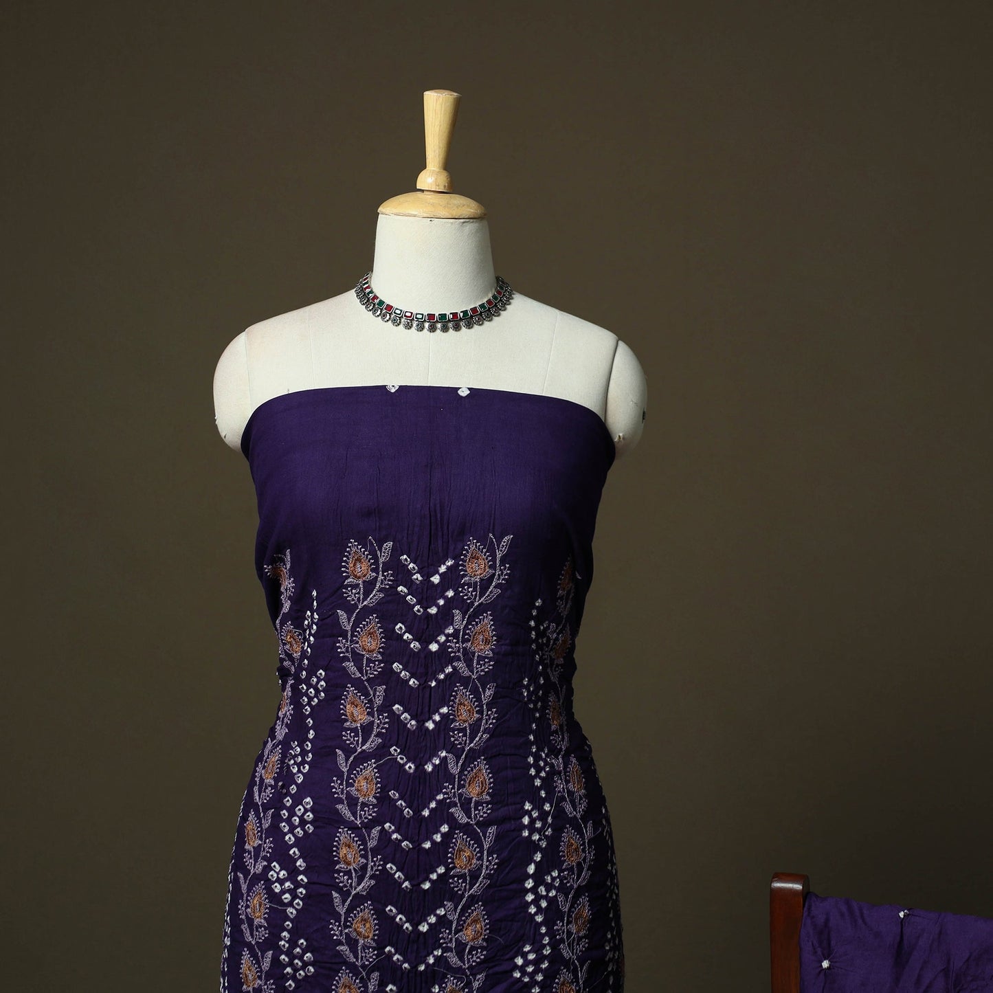 Kutch tie-dye satin cotton bandhani 3pc unstitched dress