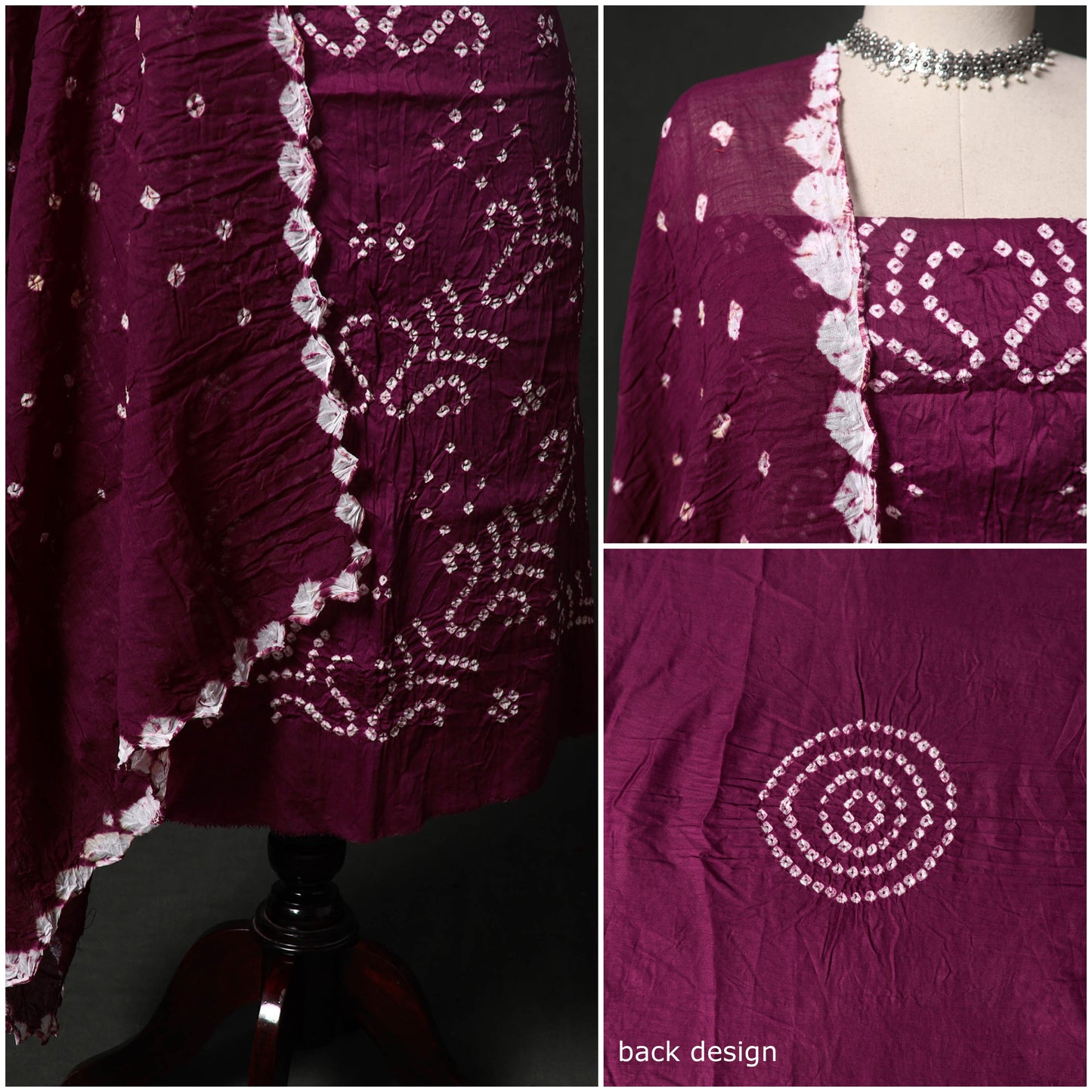 Kutch tie-dye satin cotton bandhani 3pc unstitched dress
