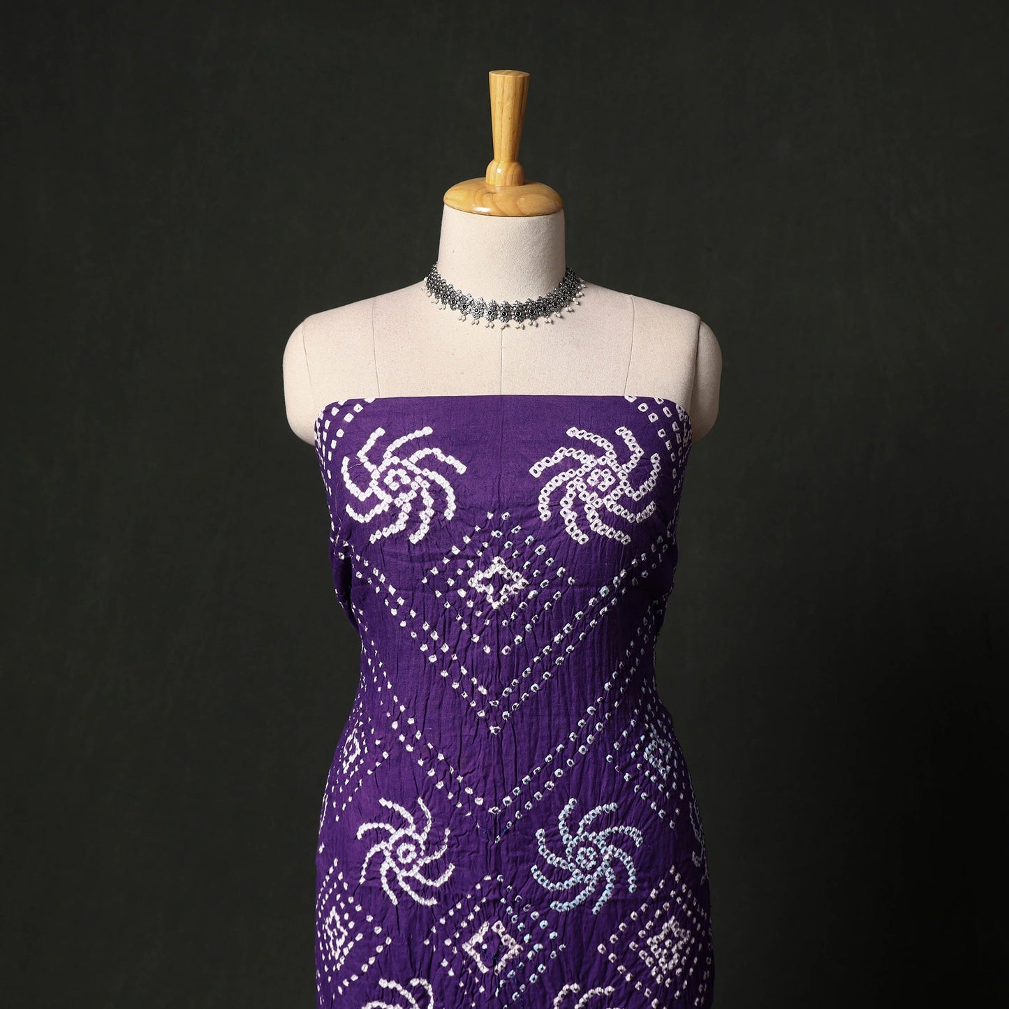 Kutch tie-dye satin cotton bandhani 3pc unstitched dress
