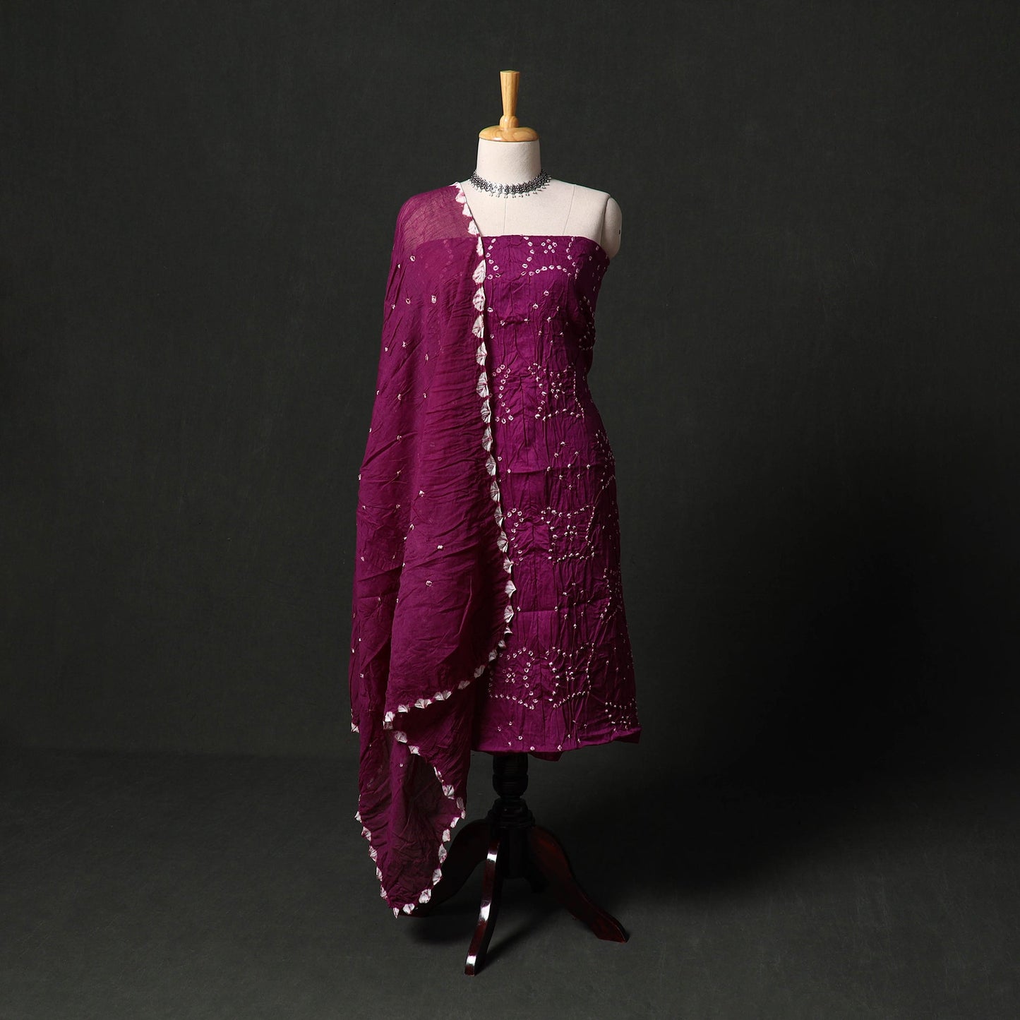 Kutch tie-dye satin cotton bandhani 3pc unstitched dress