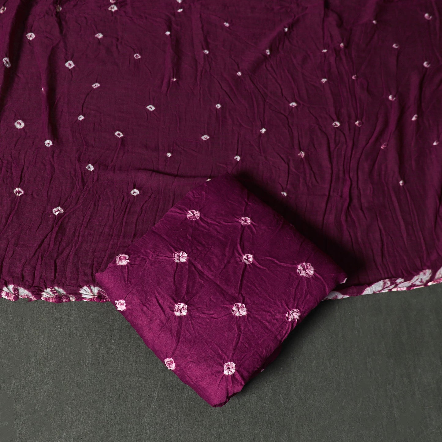 Kutch tie-dye satin cotton bandhani 3pc unstitched dress