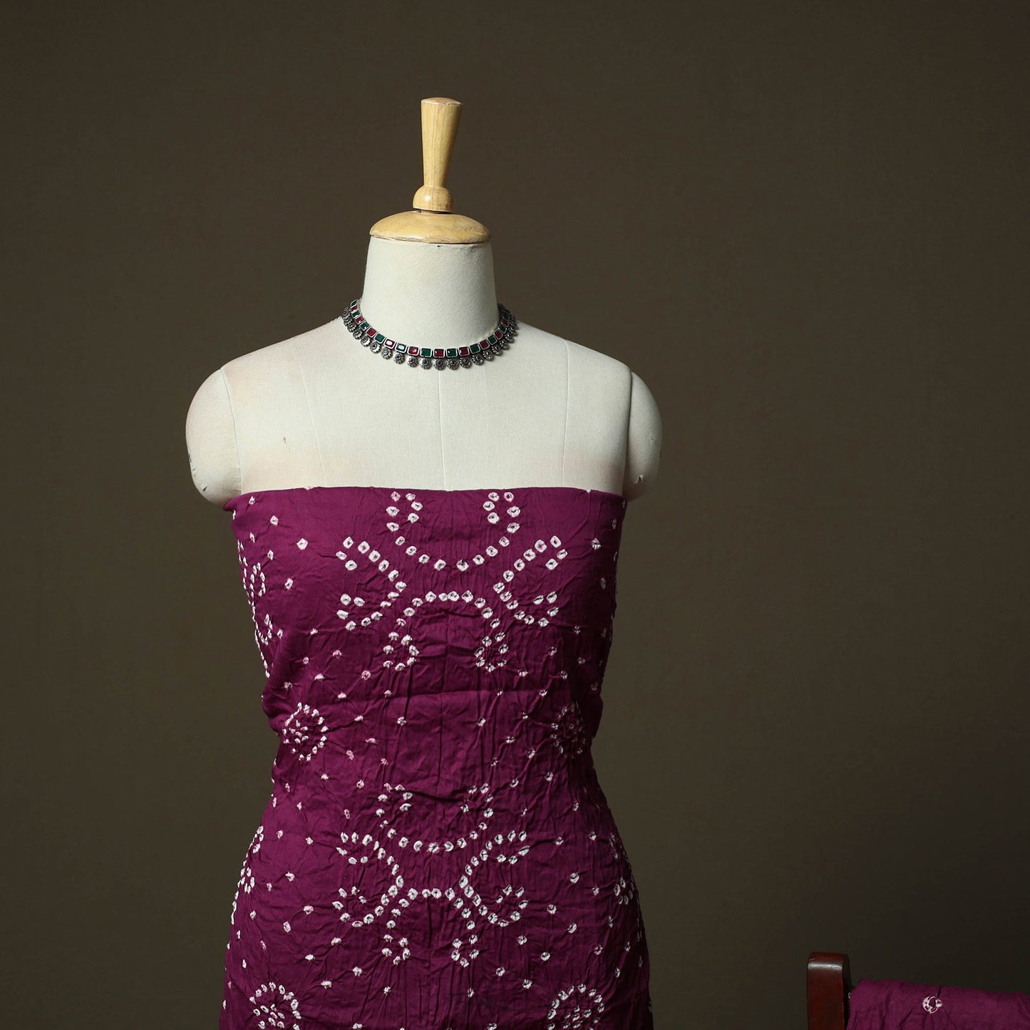 Kutch tie-dye satin cotton bandhani 3pc unstitched dress