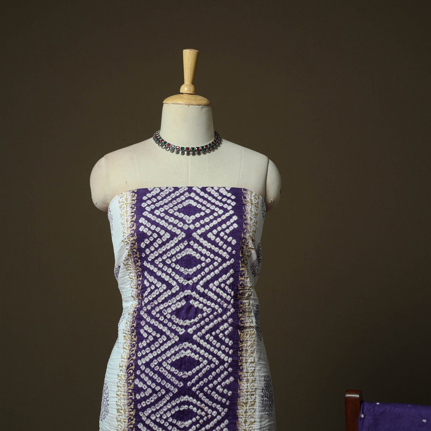 Kutch tie-dye satin cotton bandhani 3pc unstitched dress