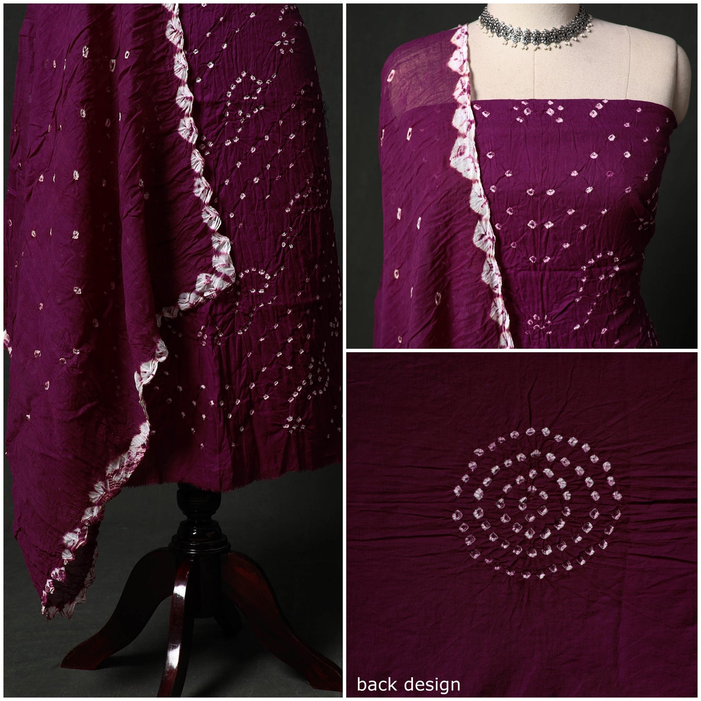 Kutch tie-dye satin cotton bandhani 3pc unstitched dress