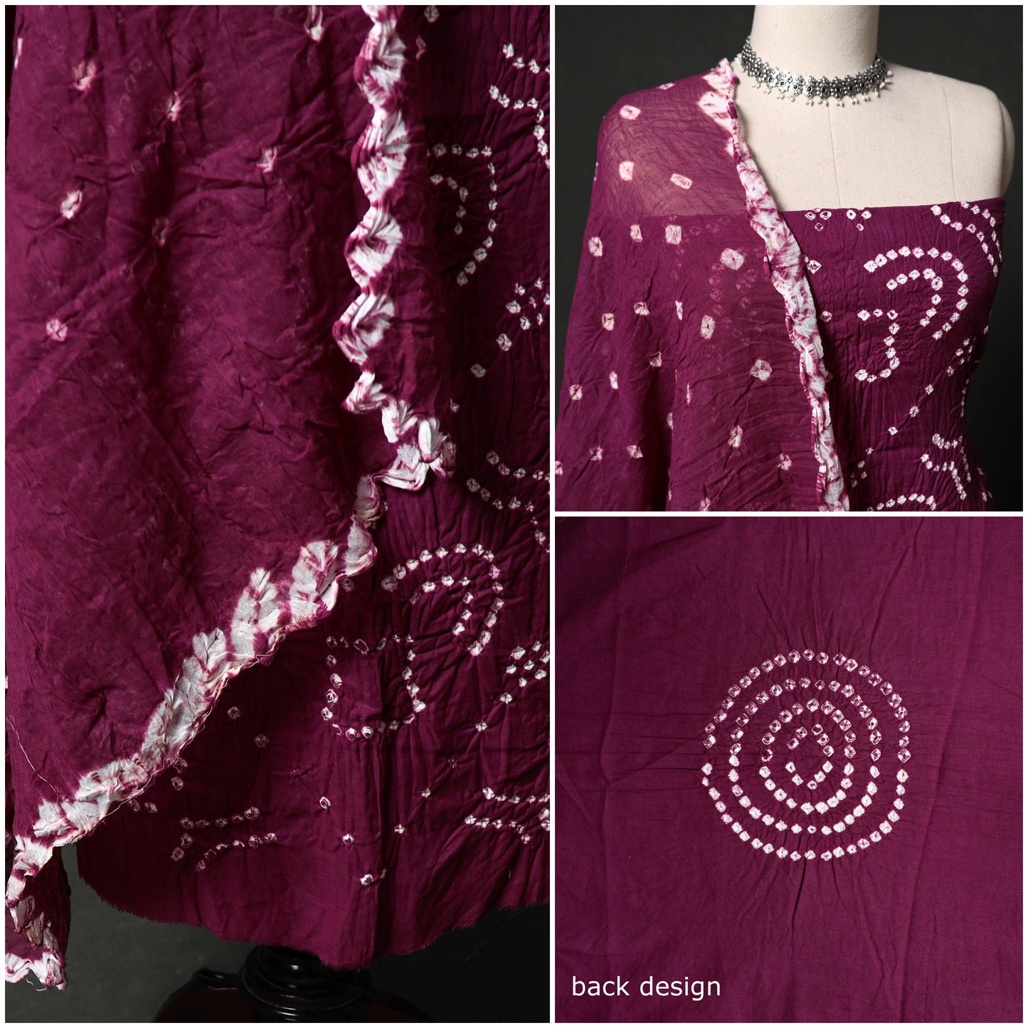Kutch tie-dye satin cotton bandhani 3pc unstitched dress