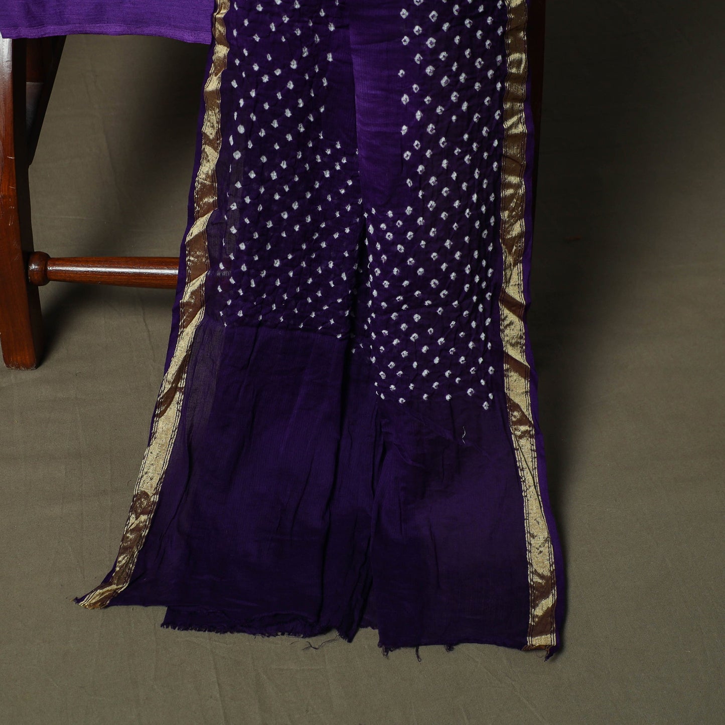 Kutch tie-dye satin cotton bandhani 3pc unstitched dress