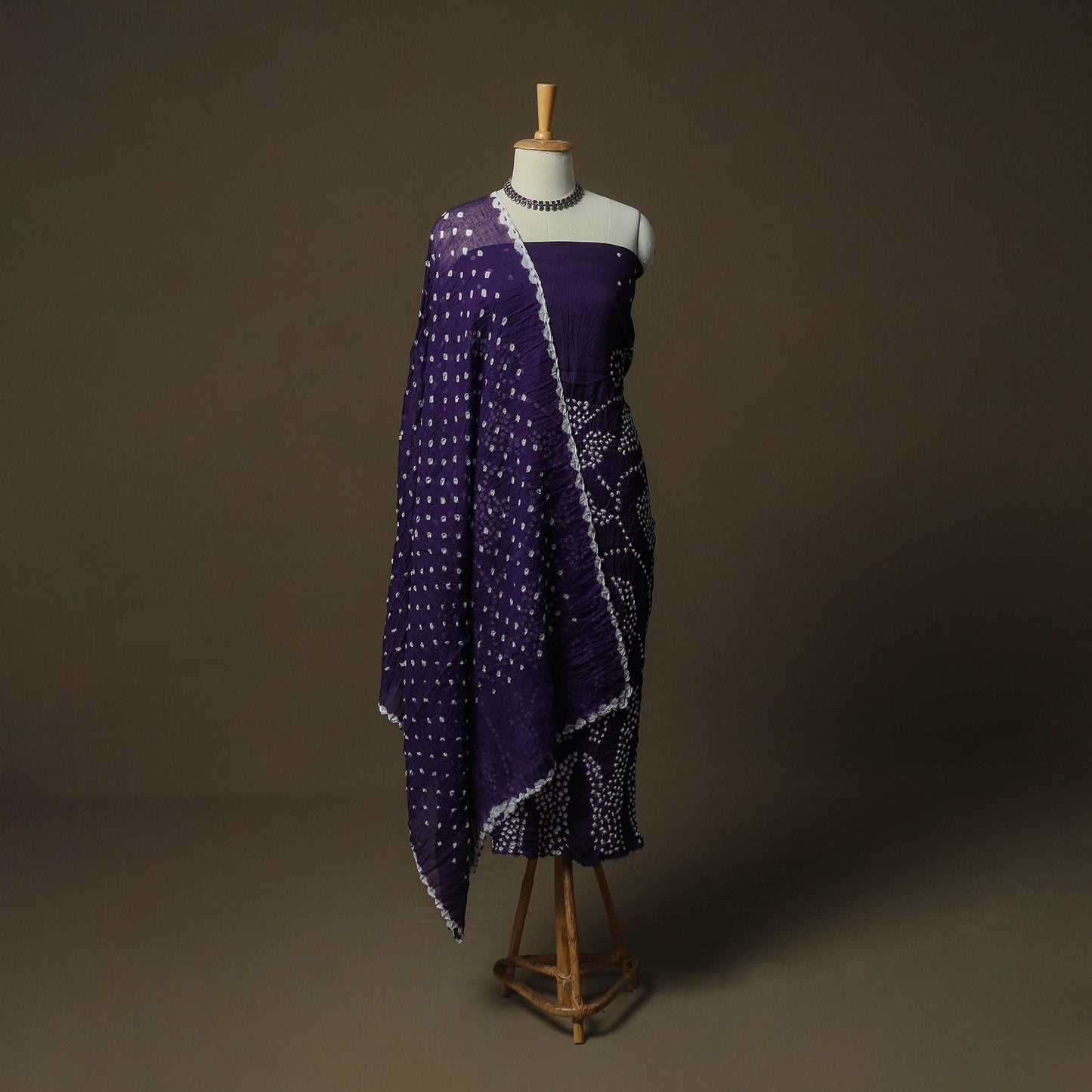 Kutch tie-dye satin cotton bandhani 3pc unstitched dress