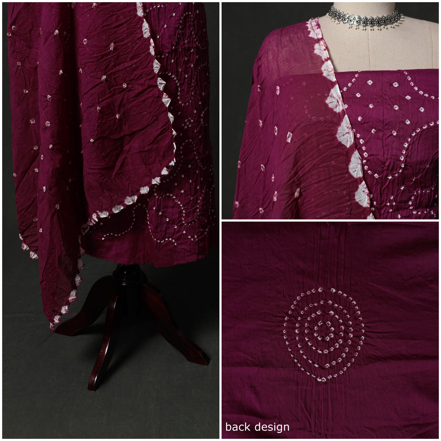 Kutch tie-dye satin cotton bandhani 3pc unstitched dress