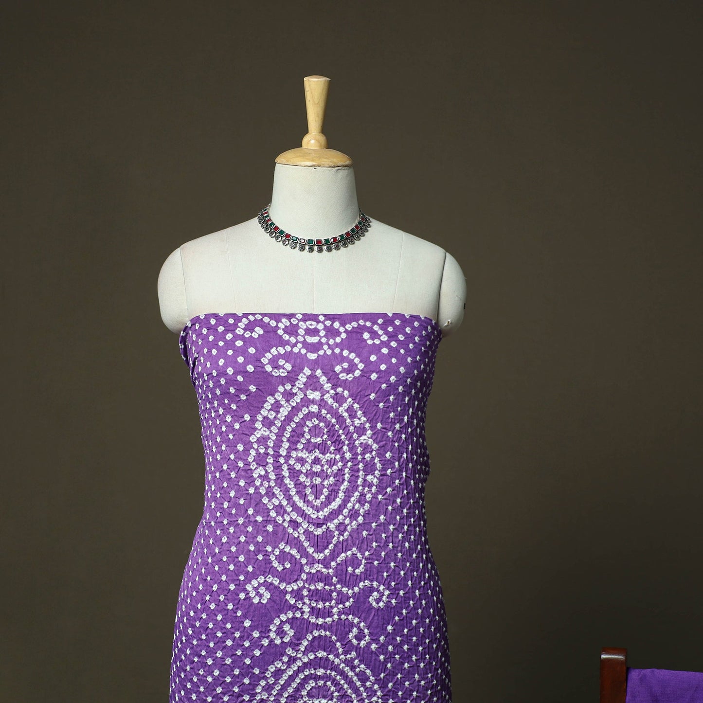 Kutch tie-dye satin cotton bandhani 3pc unstitched dress