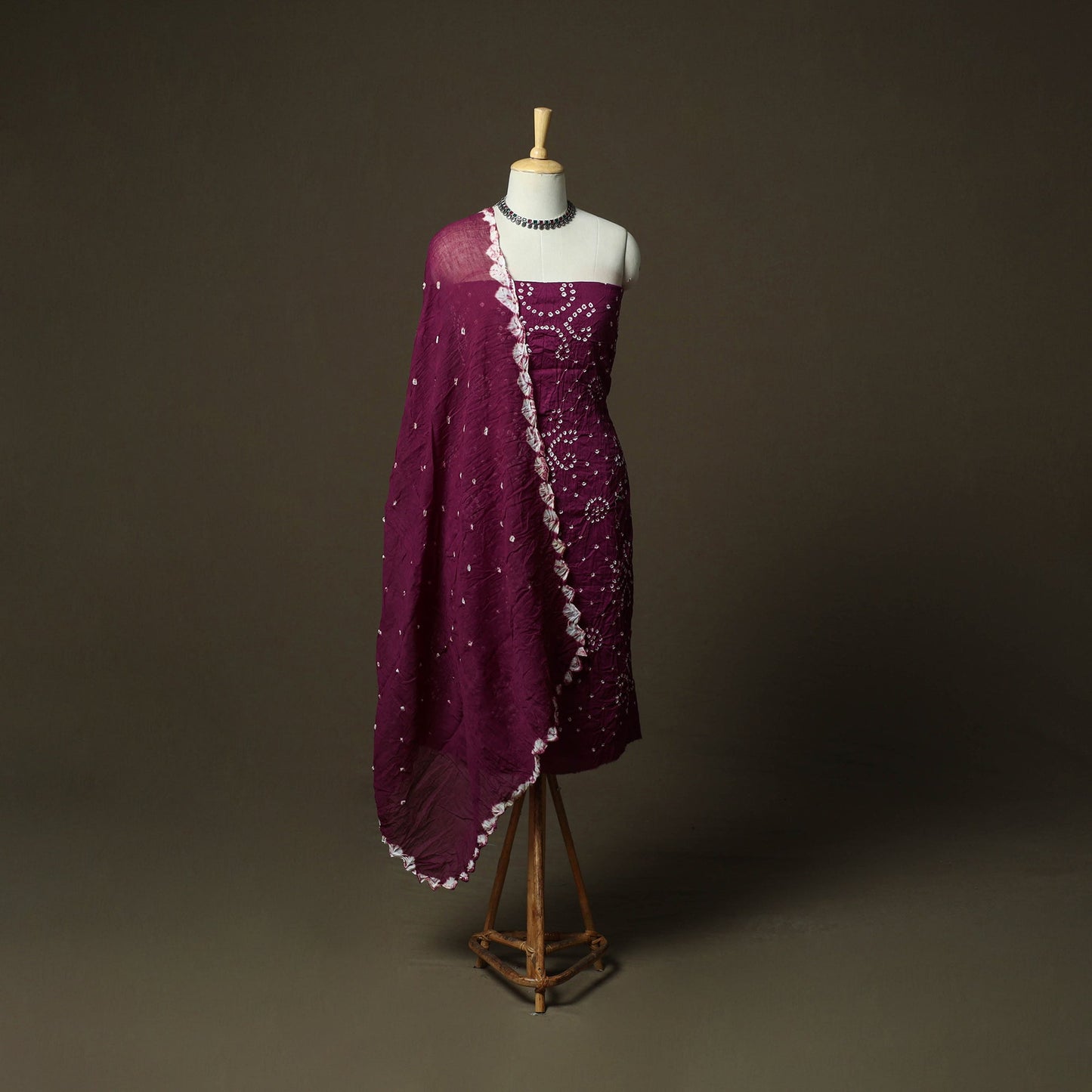 Kutch tie-dye satin cotton bandhani 3pc unstitched dress