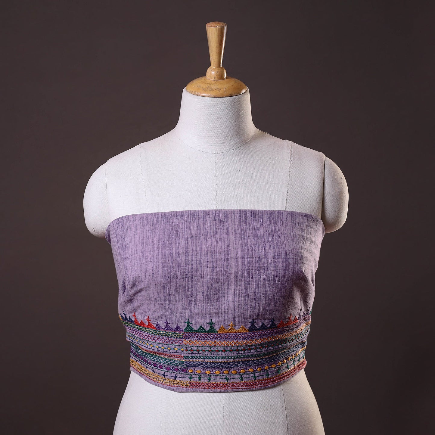 Purple Lambani Embroidery Handspun Cotton Blouse Piece