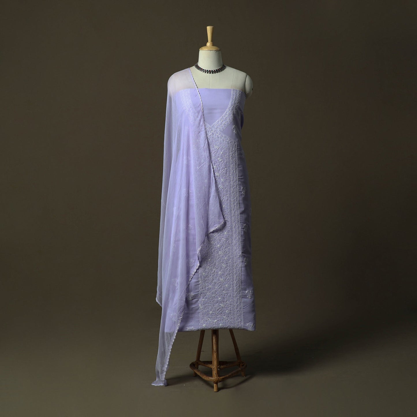 Purple - lucknowi hand embroidered cotton chikankari 3pc