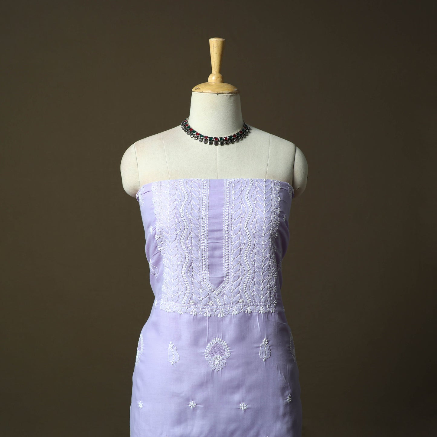 Purple - lucknowi hand embroidered cotton chikankari 3pc