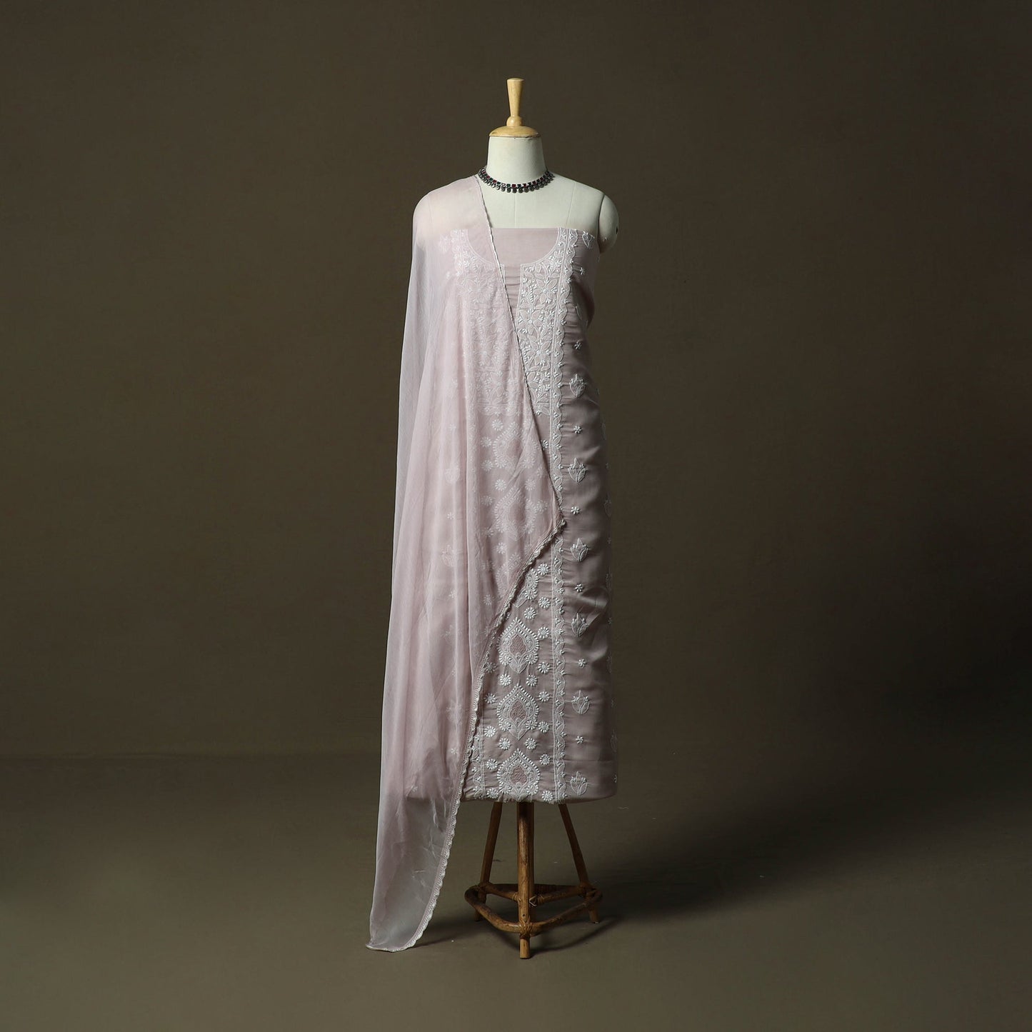Purple - lucknowi hand embroidered cotton chikankari 3pc