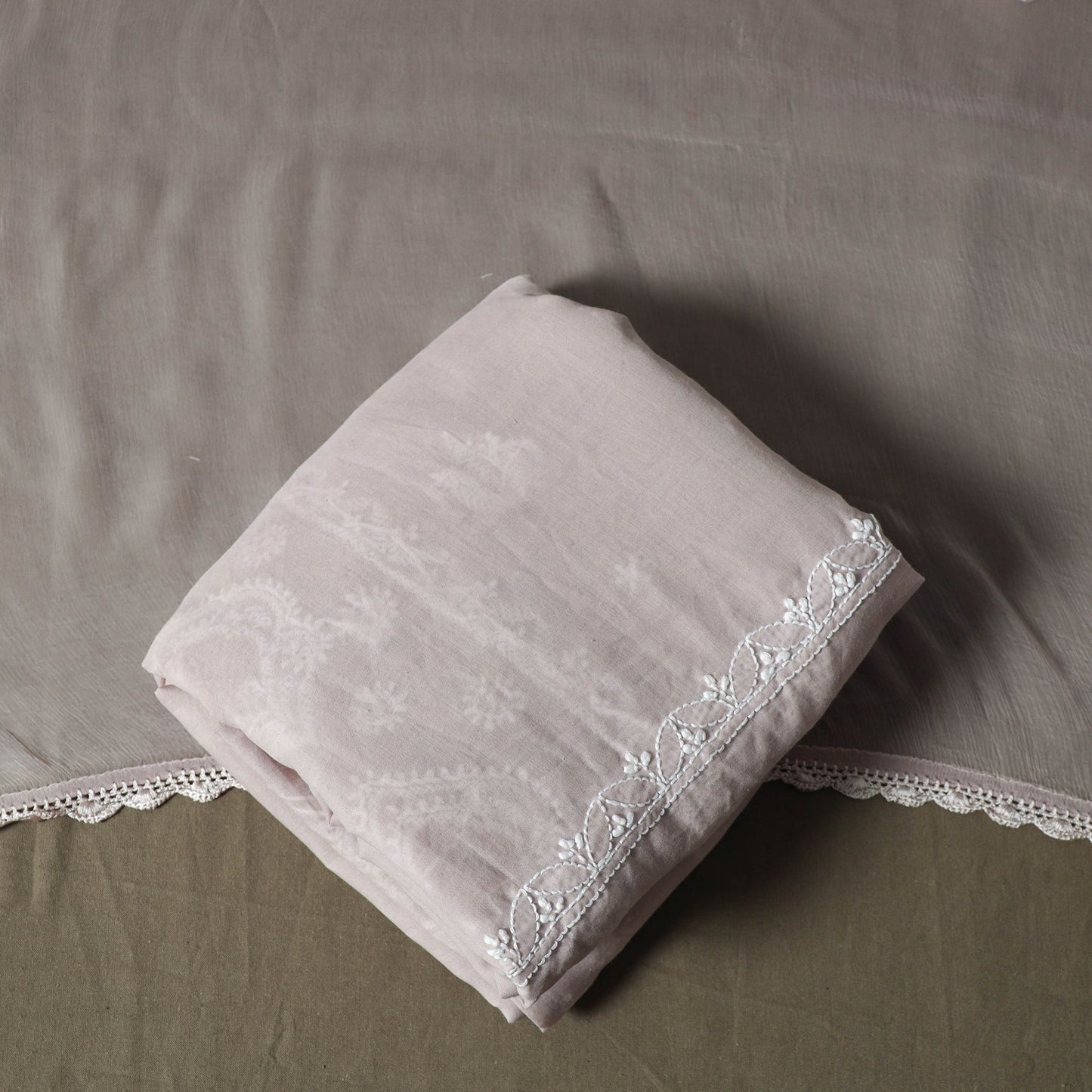 Purple - lucknowi hand embroidered cotton chikankari 3pc