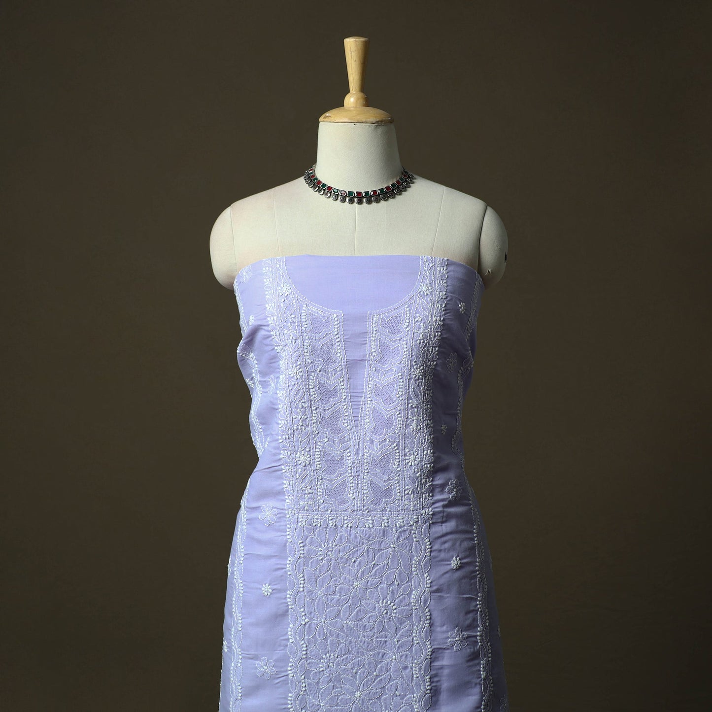 Purple - lucknowi hand embroidered cotton chikankari 3pc
