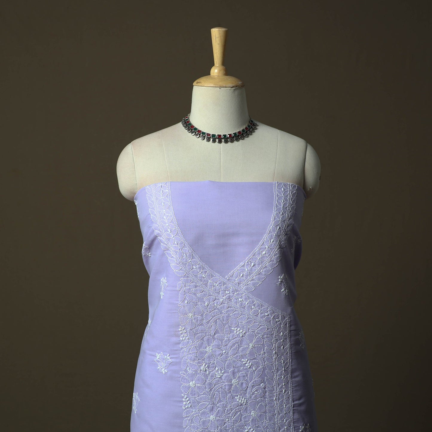 Purple - lucknowi hand embroidered cotton chikankari 3pc
