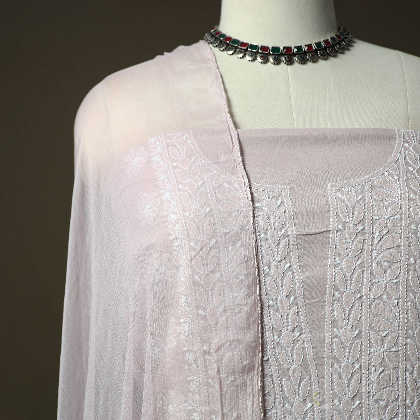 Purple - lucknowi hand embroidered cotton chikankari 3pc
