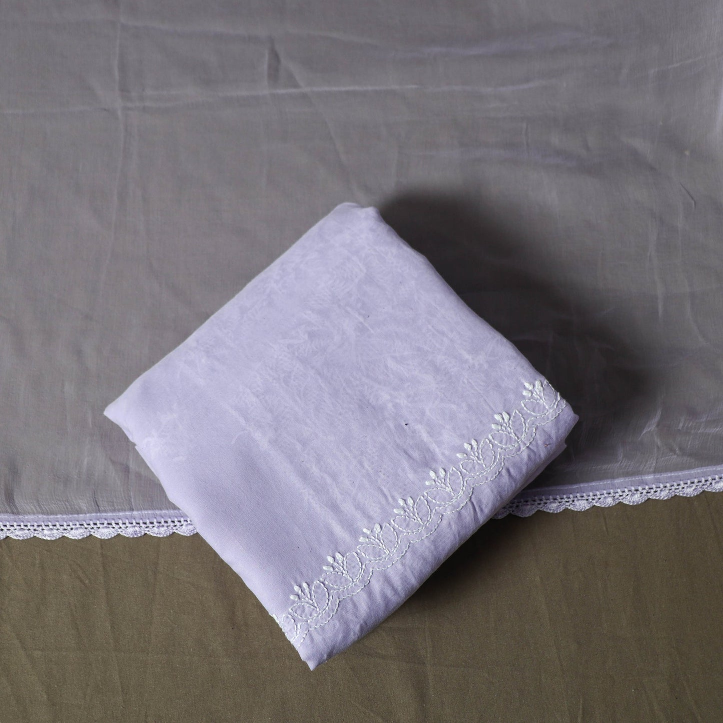 Purple - lucknowi hand embroidered cotton chikankari 3pc