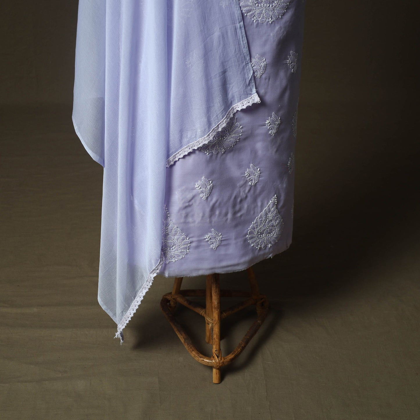 Lucknowi hand embroidered cotton chikankari 3pc unstitched
