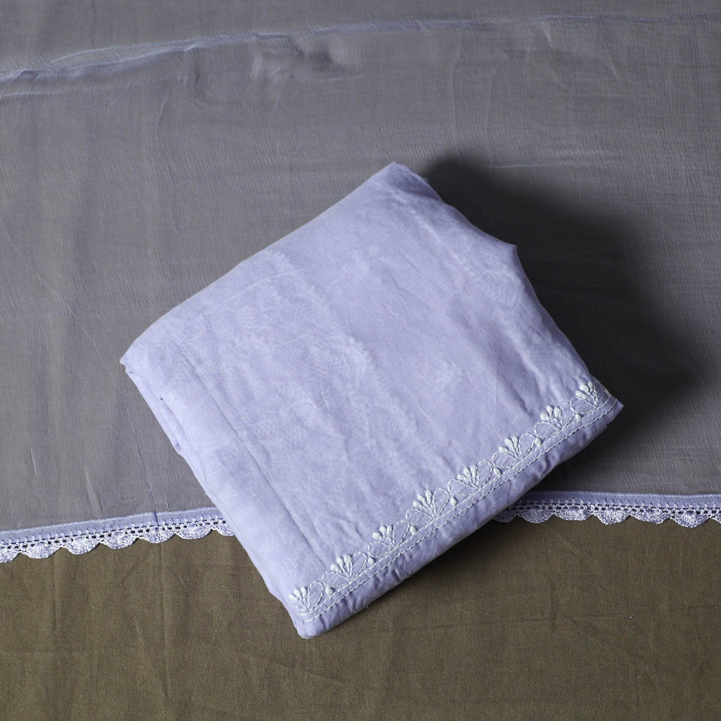 Purple - lucknowi hand embroidered cotton chikankari 3pc