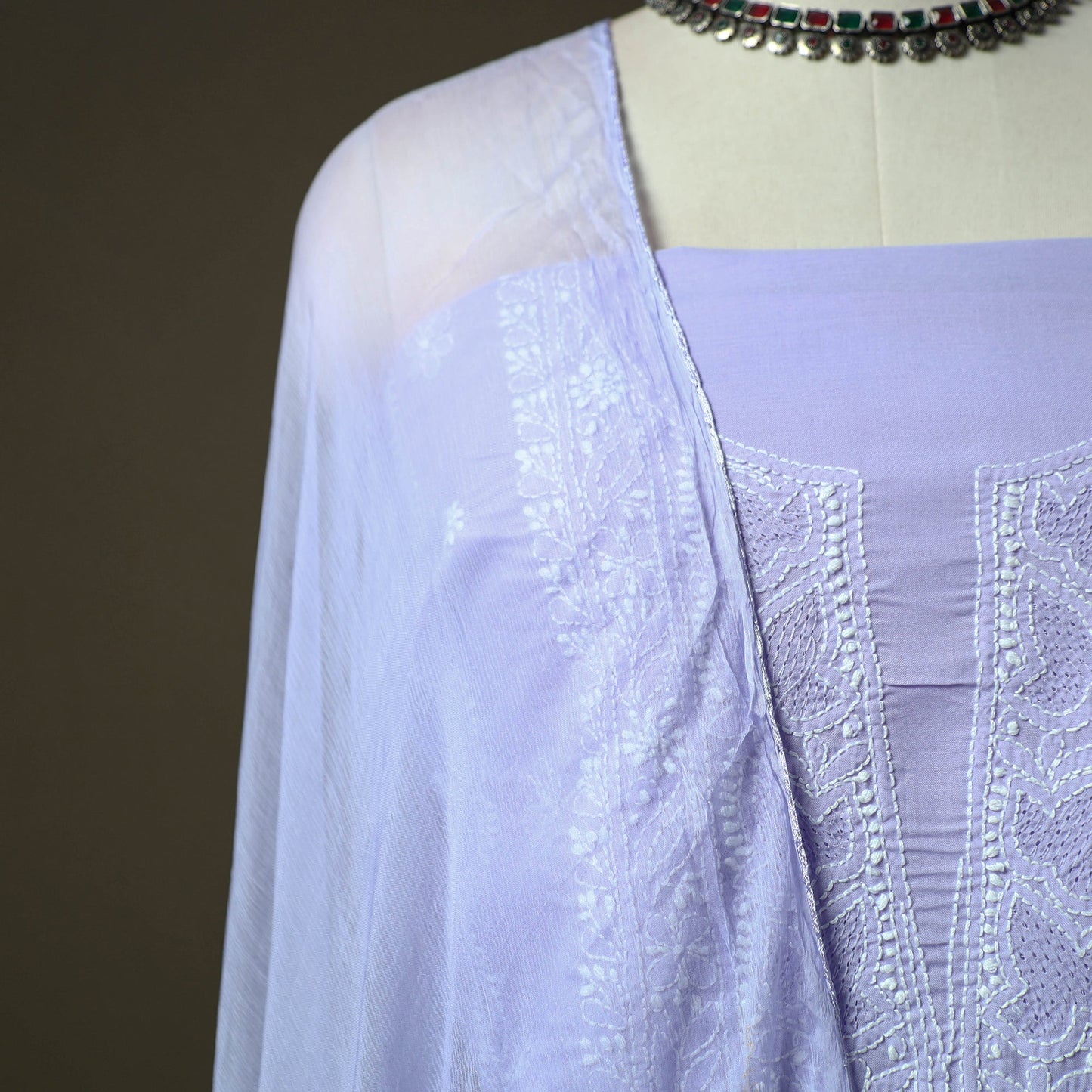 Purple - lucknowi hand embroidered cotton chikankari 3pc