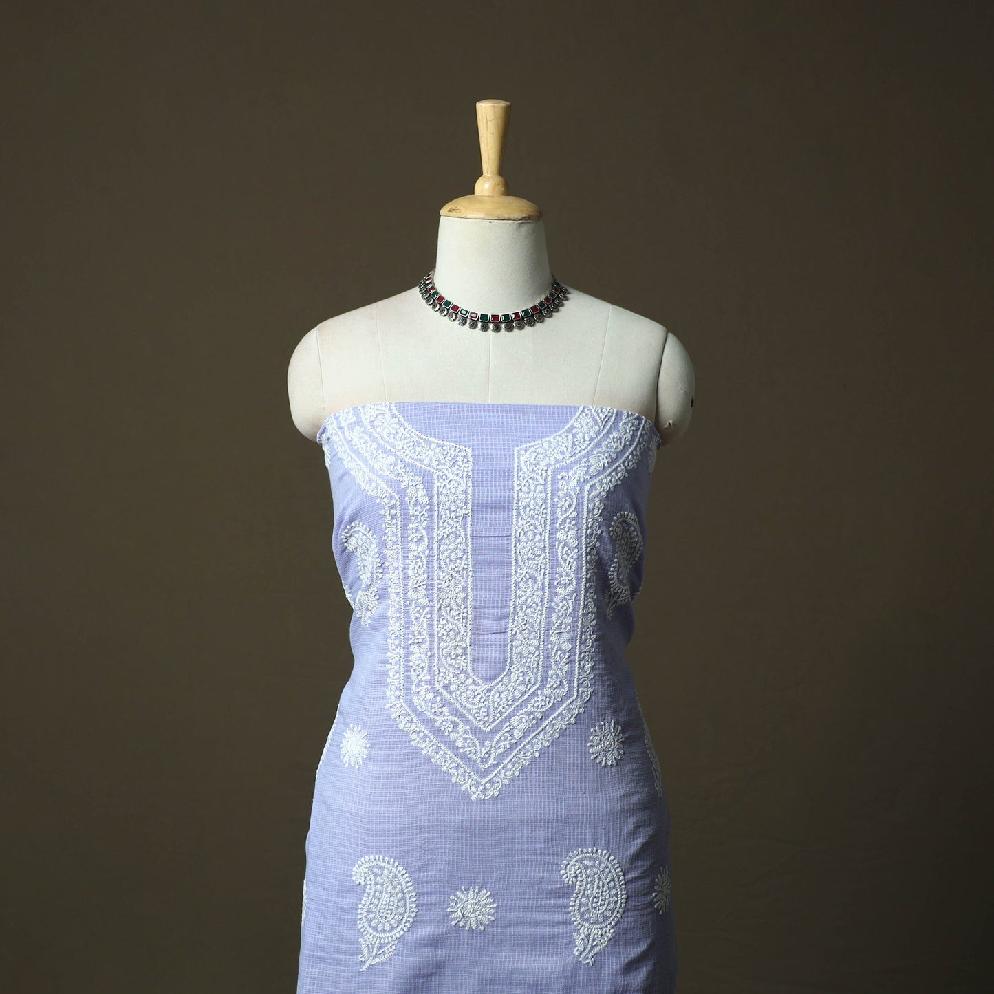 Lucknowi hand embroidered kota doria cotton chikankari 2pc