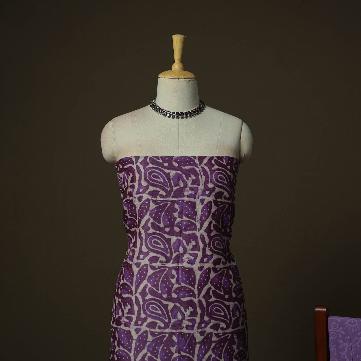Maheshwari silk hand block bagru print 3pc unstitched dress