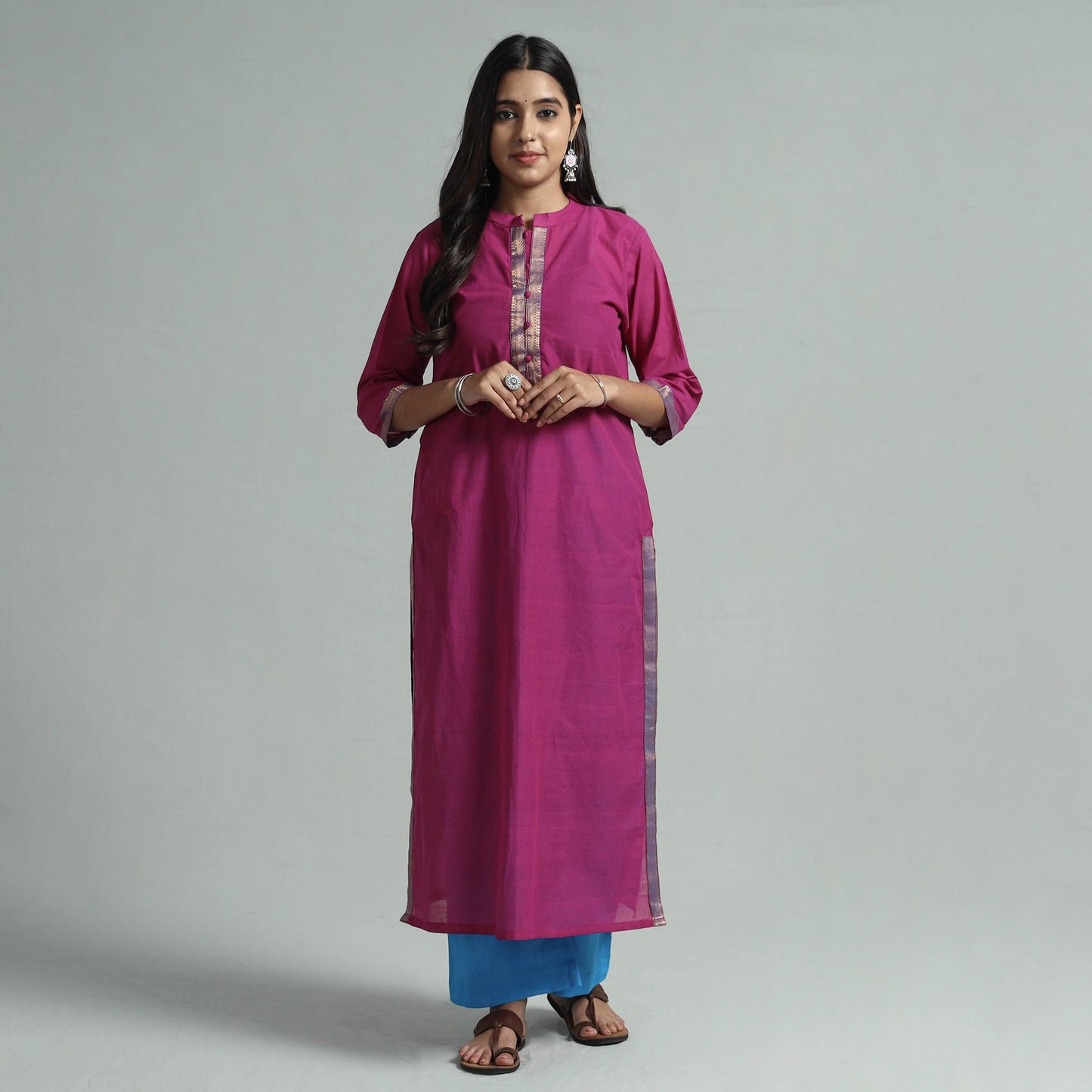 Mangalagiri Kurta with Palazzo & Dupatta Set