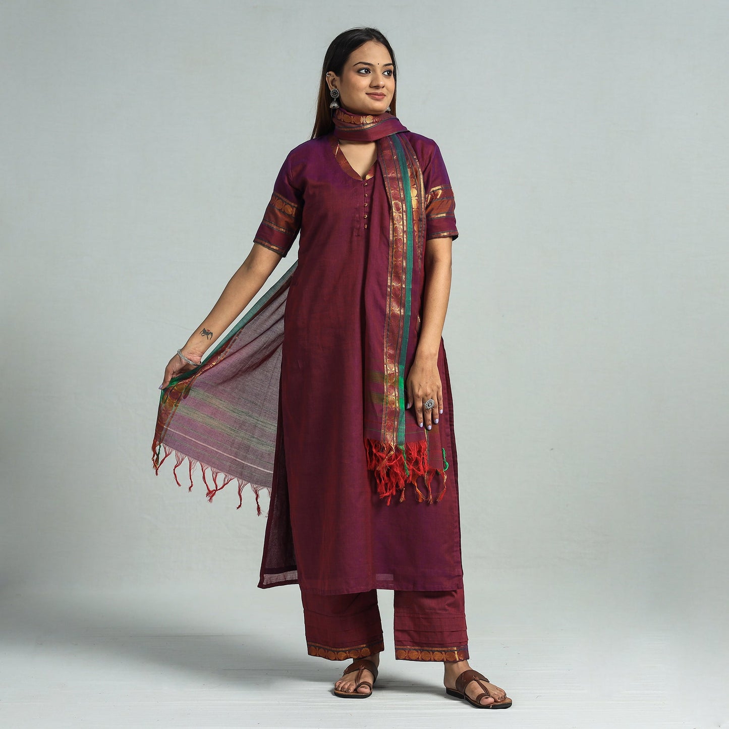 Purple - maroon - dharwad cotton kurta with palazzo &
