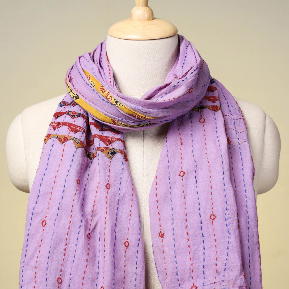 Buy Marudhara Tagai Work Ajrakh Border Cotton Stole with Tassels l iTokri.com