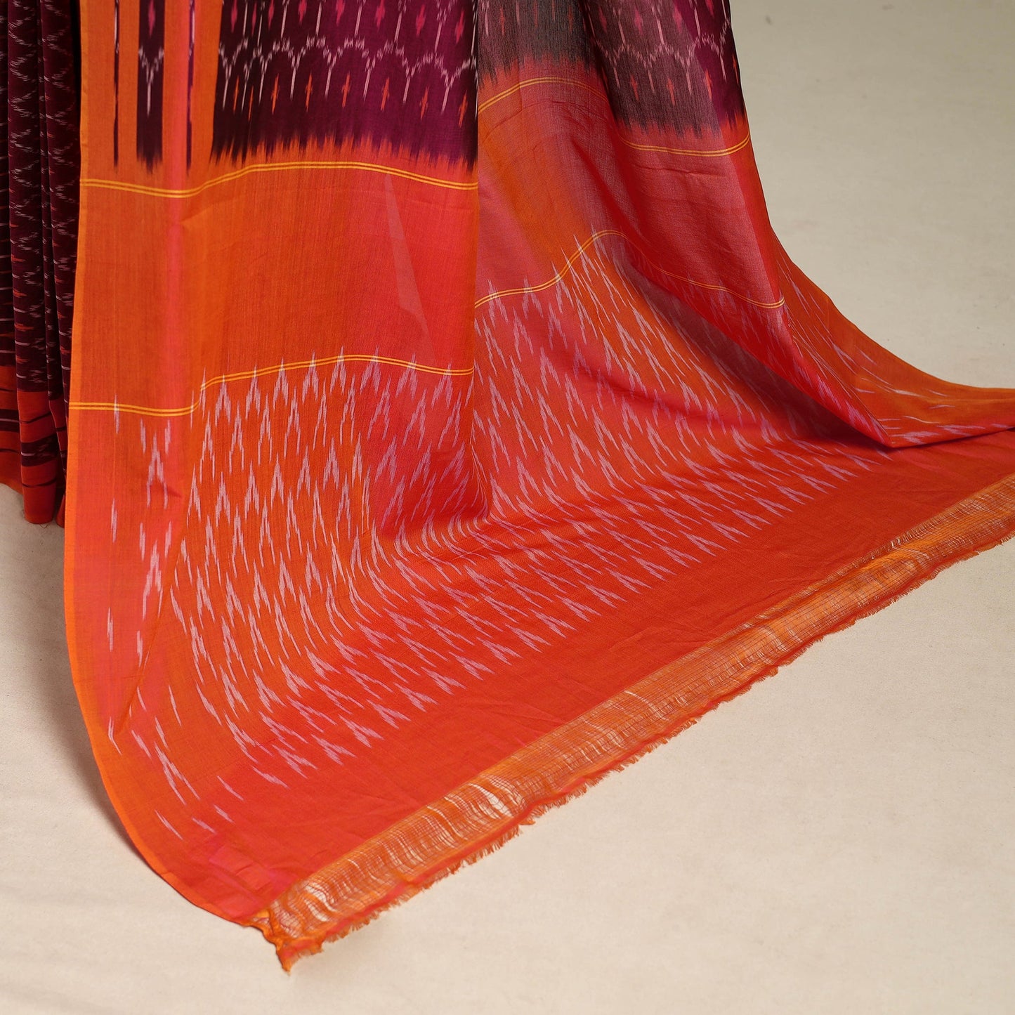 Purple - mercerised cotton handloom pochampally ikat saree