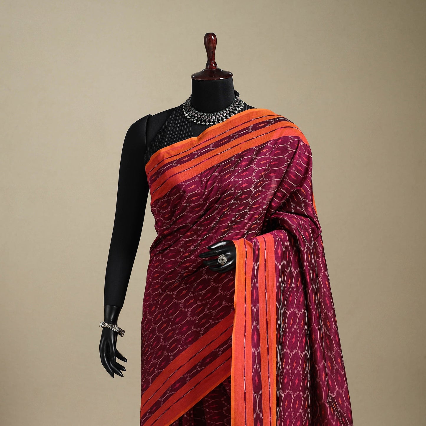 Purple - mercerised cotton handloom pochampally ikat saree