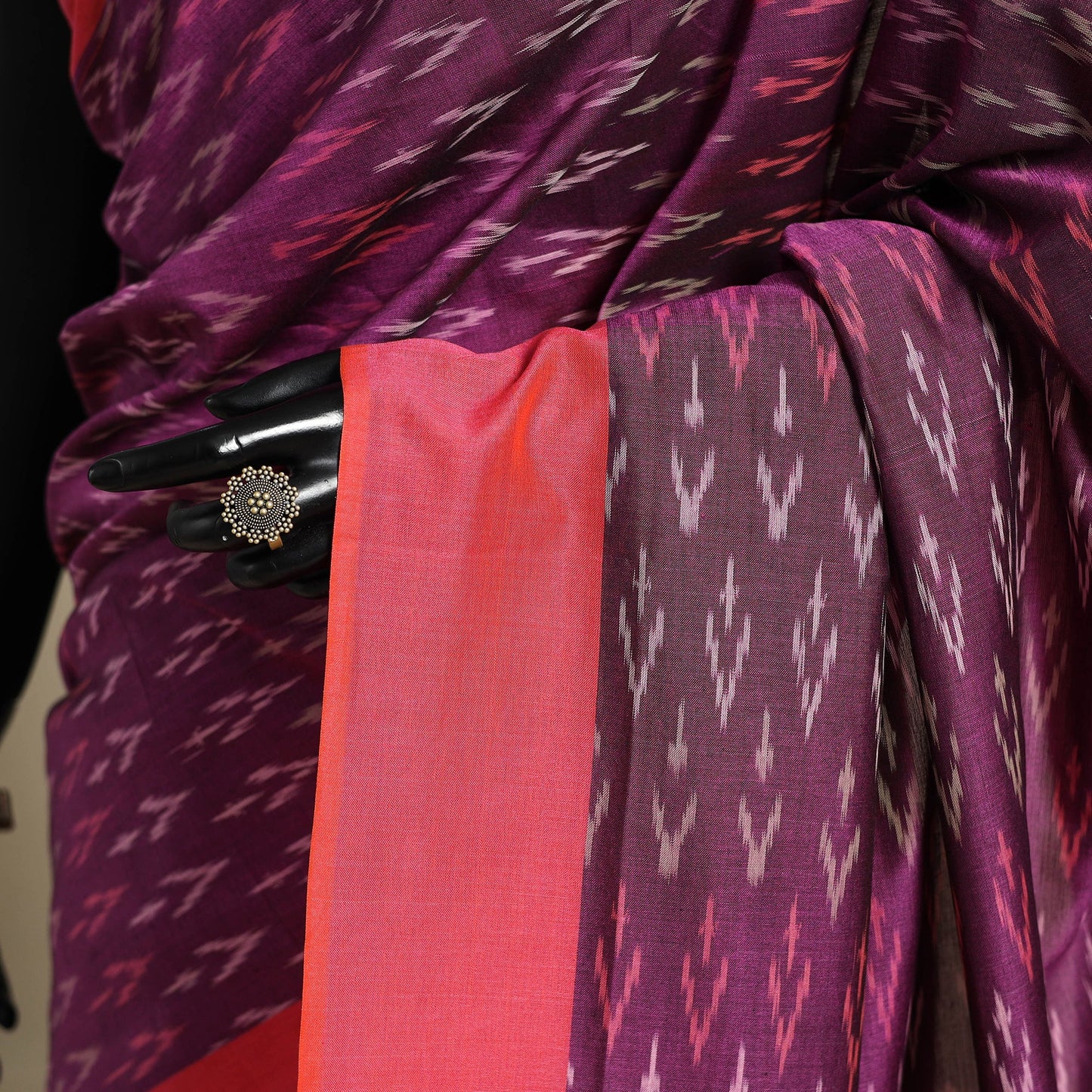 Purple - mercerised cotton handloom pochampally ikat saree