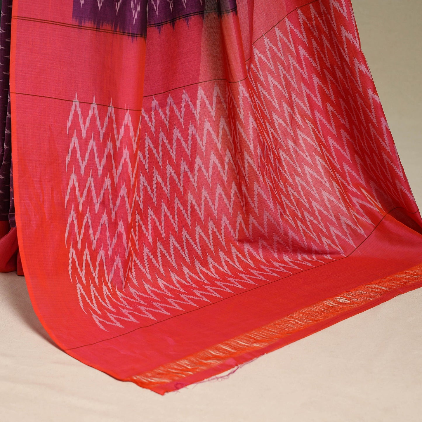 Purple - mercerised cotton handloom pochampally ikat saree