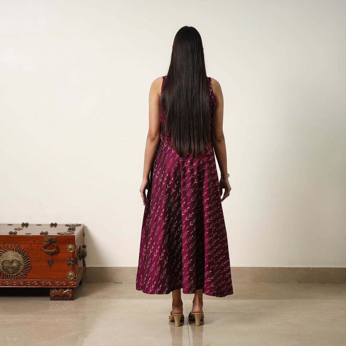 Buy Mercerized Cotton Flared Pochampally Ikat Dress