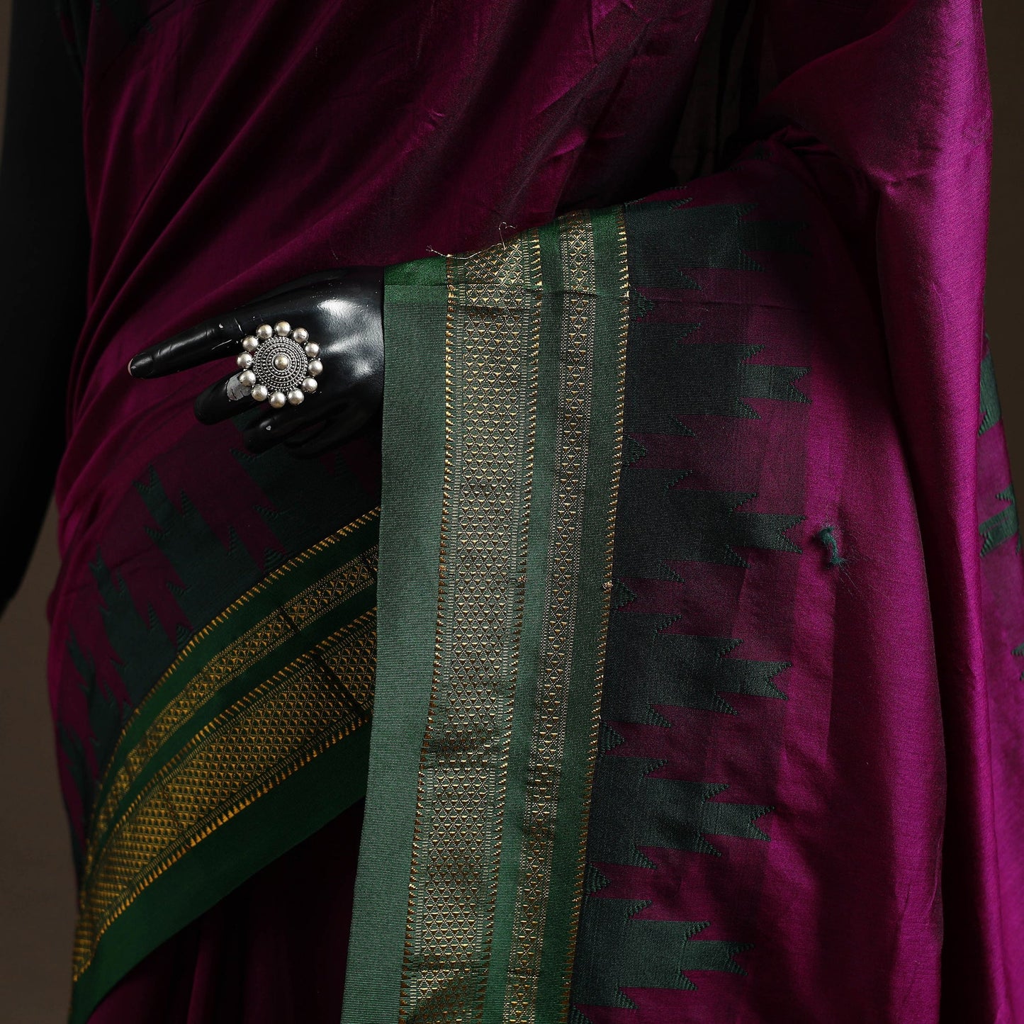 Mercerized cotton gadwal ilkal saree with temple zari