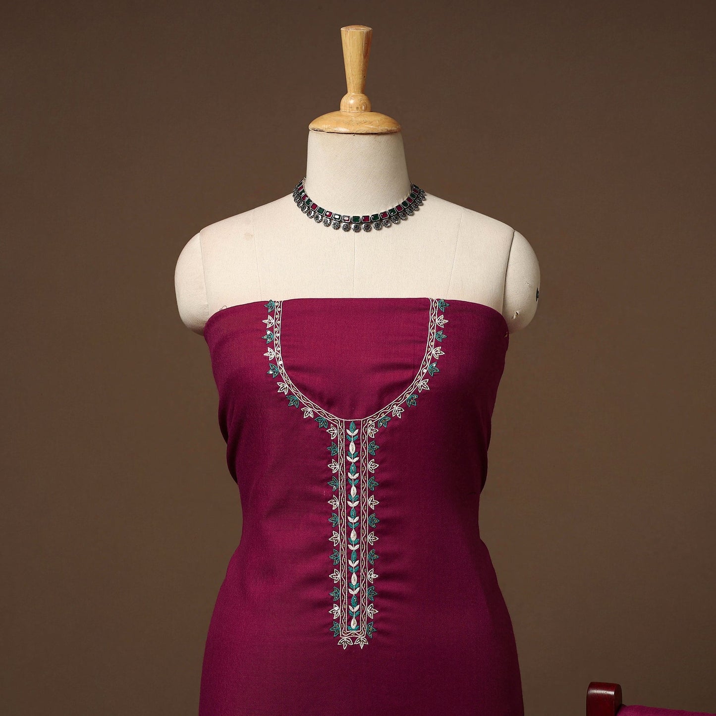 Merino wool hand embroidery 3pc unstitched dress material