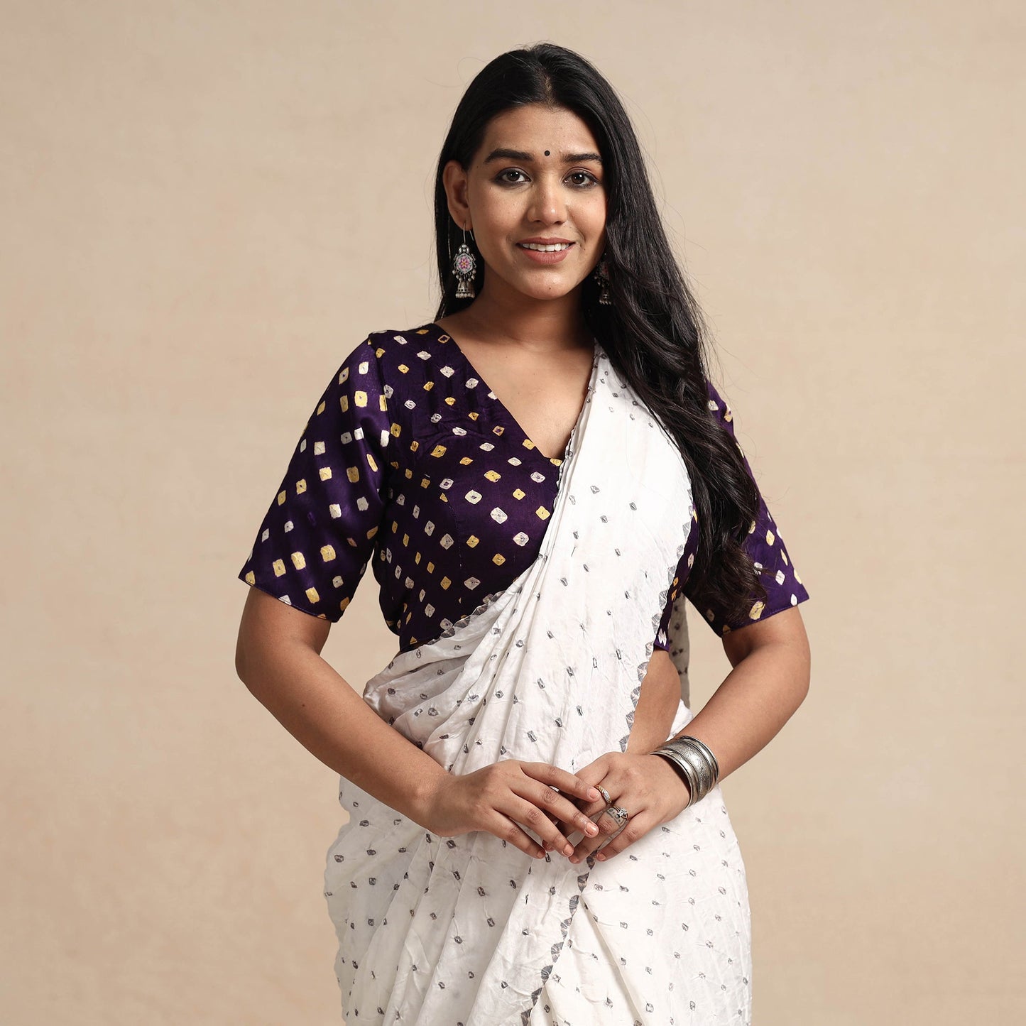 Buy Modal Silk Bandhani Tie Dye Stitched Blouse Online at iTokri.com